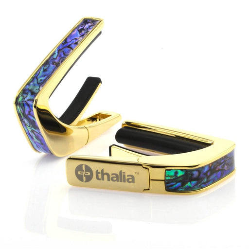 Thalia Exotic Series Shell Collection Capo ~ Gold with Blue Abalone Inlay - DD Music Geek