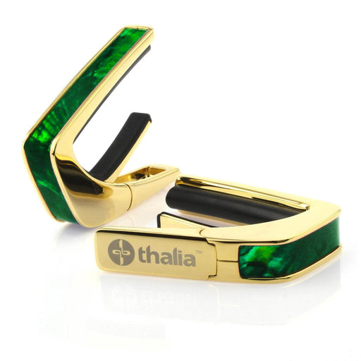 Thalia Exotic Series Shell Collection Capo ~ Gold with Green Angel Wing Inlay - DD Music Geek
