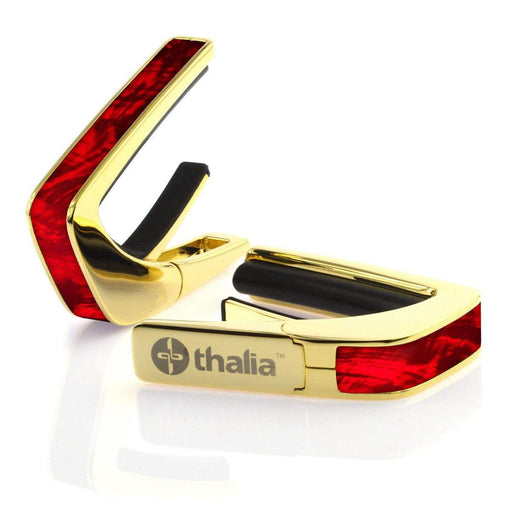 Thalia Exotic Series Shell Collection Capo ~ Gold with Red Angel Wing Inlay - DD Music Geek