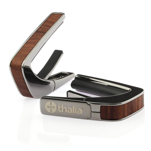 Thalia Exotic Series Wood Collection Capo ~ Black Chrome with Santos Rosewood Inlay - DD Music Geek