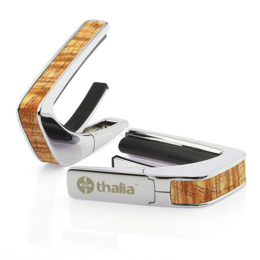 Thalia Exotic Series Wood Collection Capo ~ Chrome with AAA Hawaiian Koa Inlay - DD Music Geek