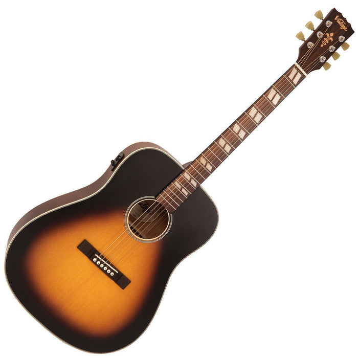 Vintage Historic Series 'Dreadnought' Electro-Acoustic Guitar ~ Vintage Sunburst - DD Music Geek