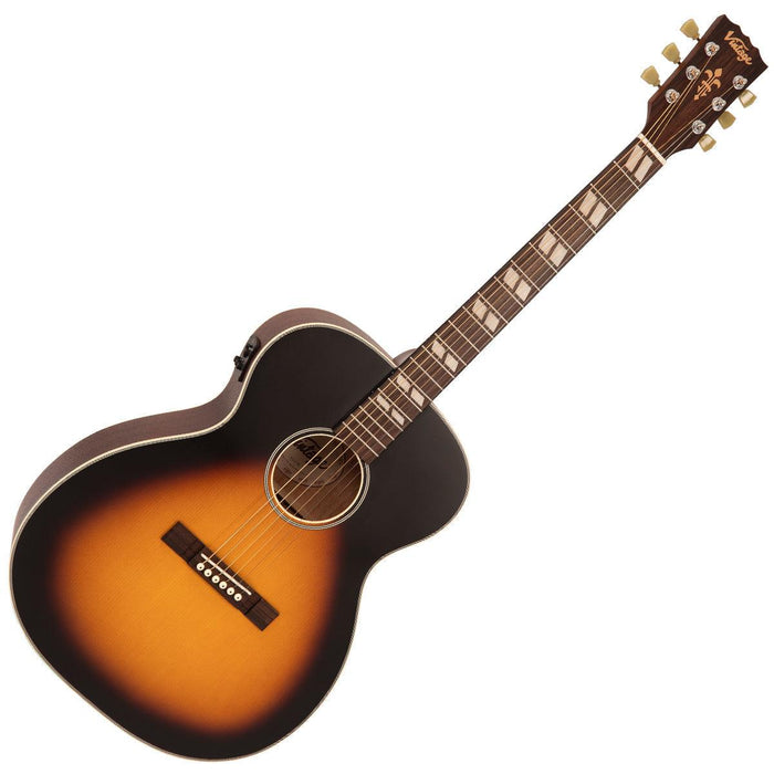 Vintage Historic Series 'Orchestra' Electro-Acoustic Guitar ~ Vintage Sunburst - DD Music Geek