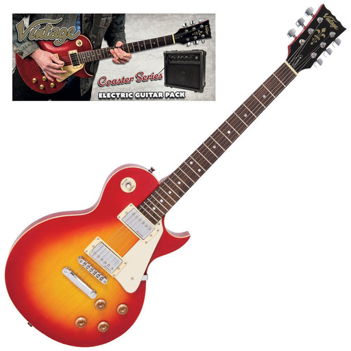 Vintage V10 Coaster Series Electric Guitar Pack ~ Cherry Sunburst - DD Music Geek