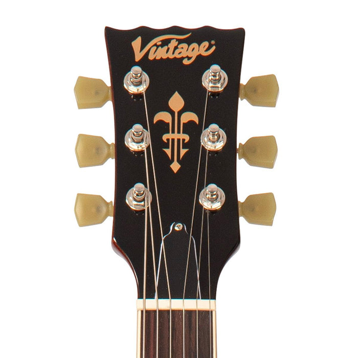 Vintage V100P ReIssued Electric Guitar ~ Natural Mahogany - DD Music Geek