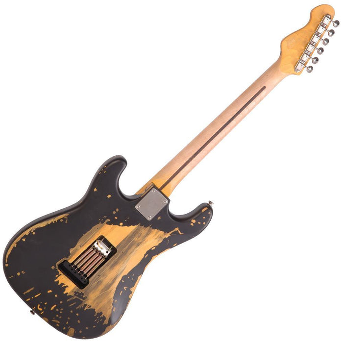 Vintage V6 ICON Electric Guitar ~ Distressed Boulevard Black - DD Music Geek