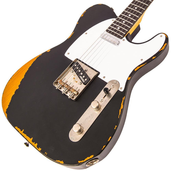 Vintage V62 ICON Electric Guitar ~ Distressed Black - DD Music Geek