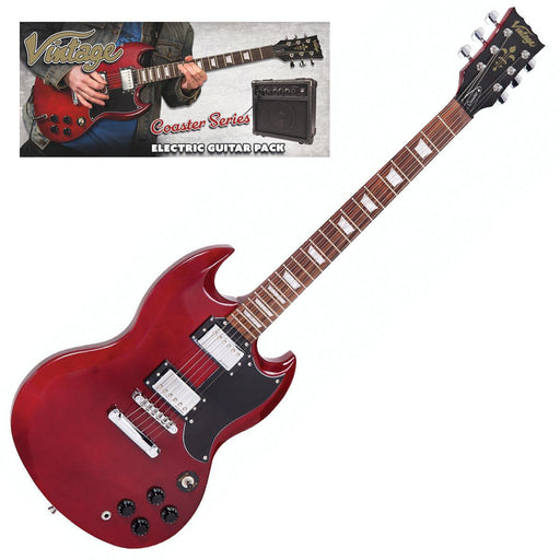 Vintage V69 Coaster Series Electric Guitar Pack ~ Cherry Red - DD Music Geek