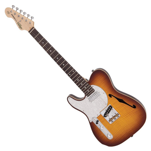 Vintage V72 ReIssued Custom Spec Electric Guitar ~ Left Hand Flamed Tobacco Burst - DD Music Geek
