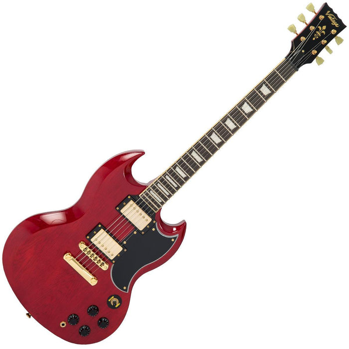 Vintage VS6 ReIssued Electric Guitar ~ Cherry Red/Gold Hardware - DD Music Geek
