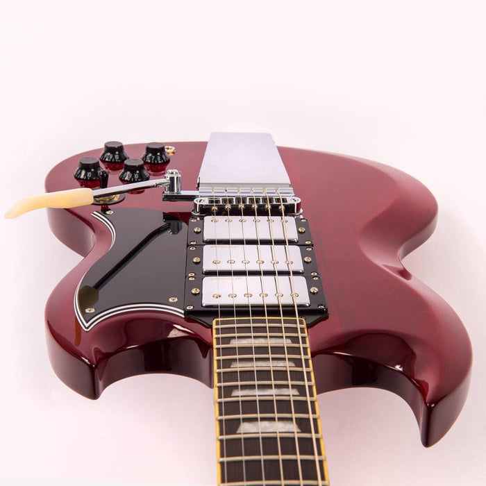 Vintage VS63V ReIssued Electric Guitar with vintage style Vibrato ~ Cherry Red - DD Music Geek