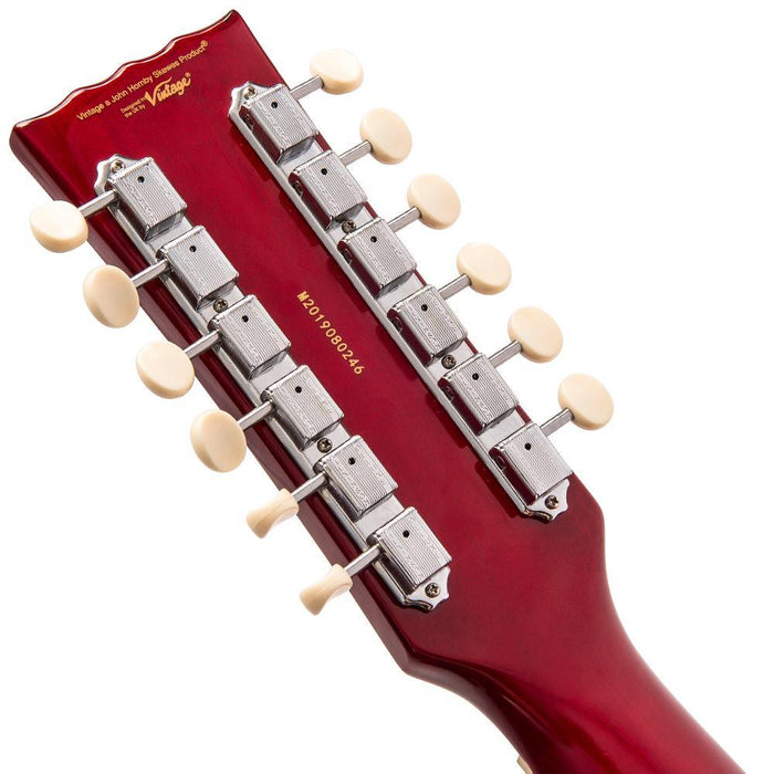 Vintage VSA500 ReIssued 12-String Semi Acoustic Guitar ~ Cherry Red - DD Music Geek