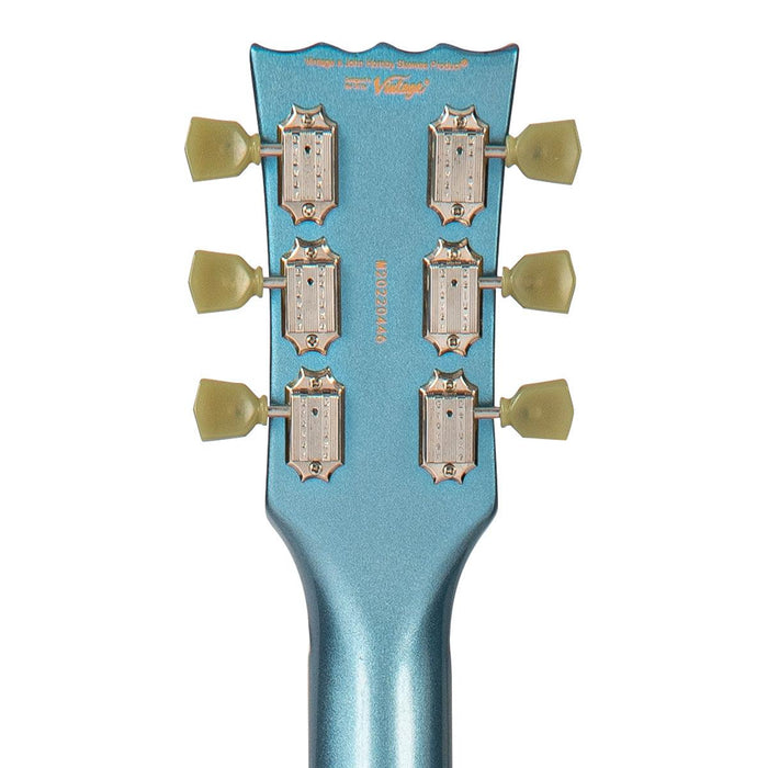 Vintage VSA500B ReIssued Semi Acoustic Guitar w/Bigsby ~ Gun Hill Blue - DD Music Geek