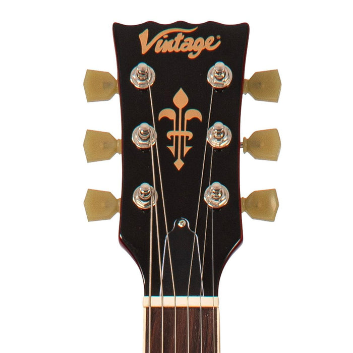 Vintage VSA500P ReIssued Semi Acoustic Guitar ~ Cherry Red - DD Music Geek